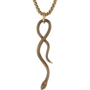 Gothic Men's 02-Gold Stainless Steel Animal Snake Pendant Chain Necklace
